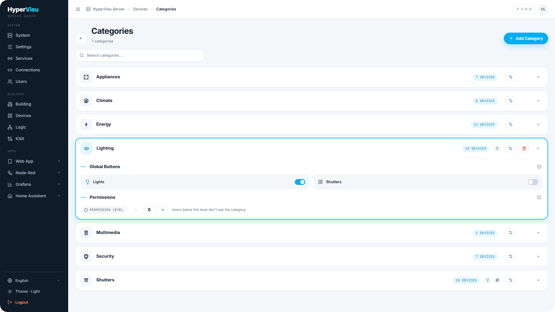 The Categories page.