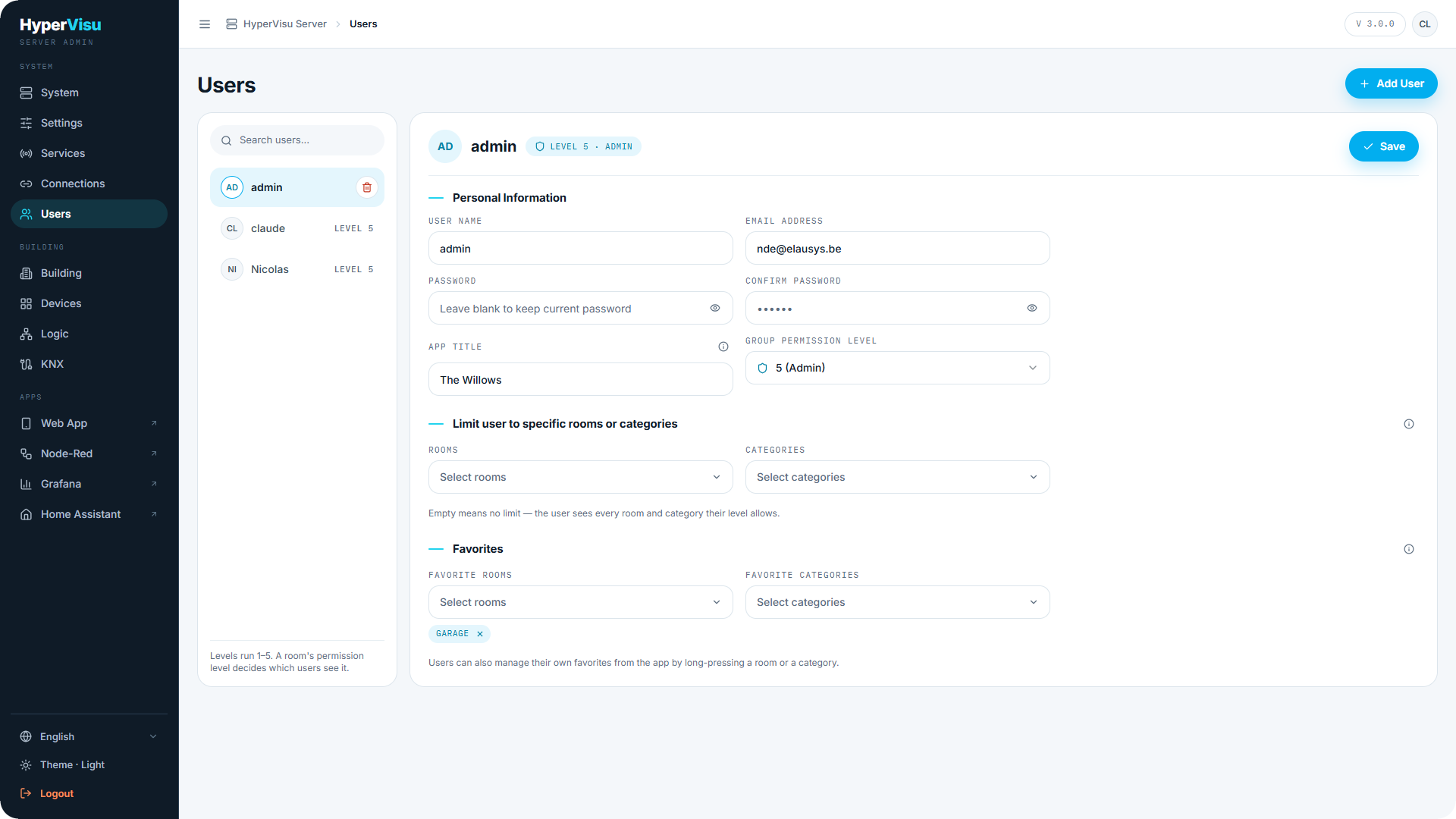 The Users page.