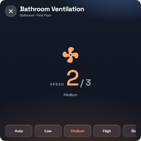 Phone, Ventilation detail page of the automatic sub-type — Wall panel layout.