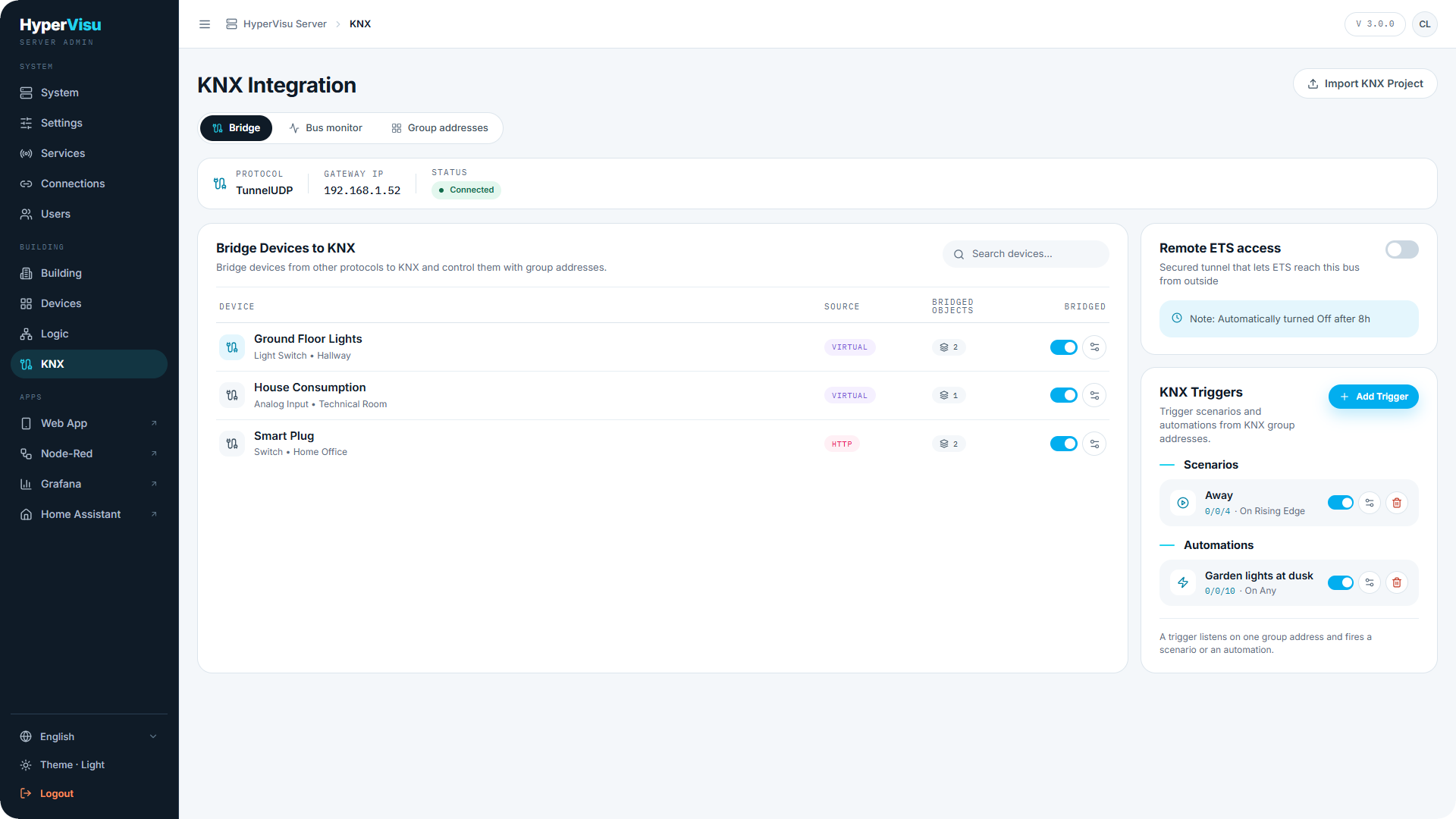 KNX page, desktop browser.