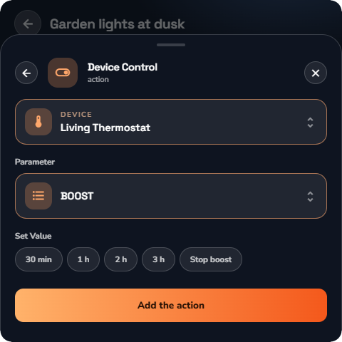 The action builder — Wall panel layout.