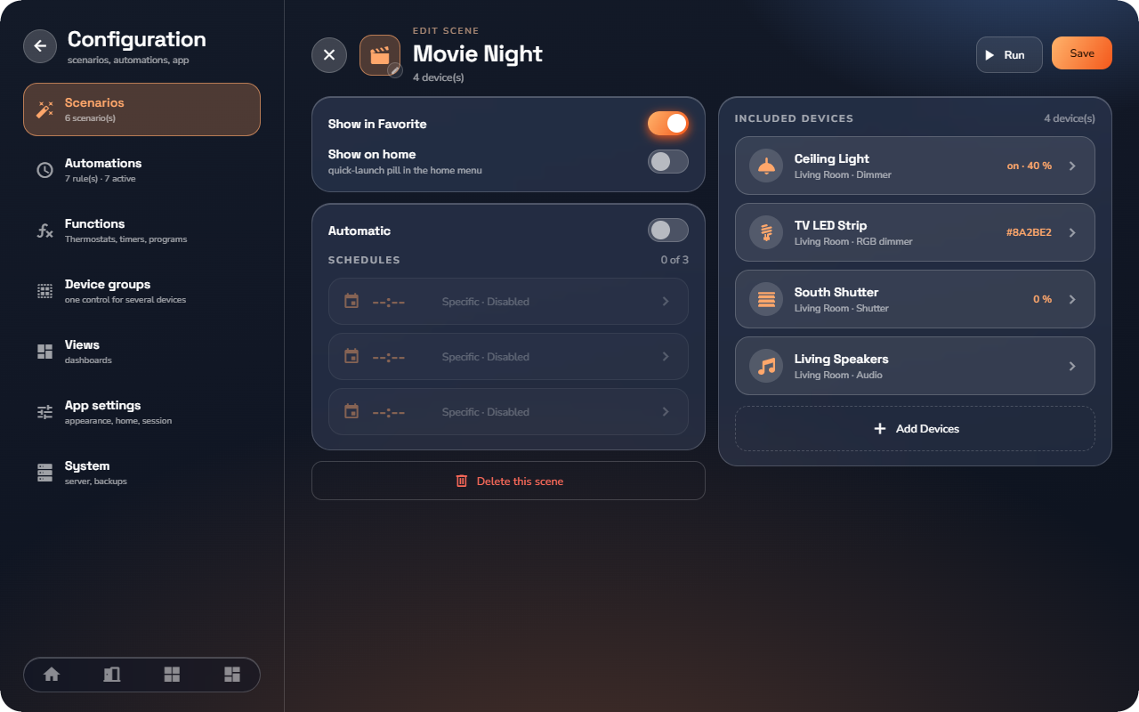 The scenario editor — Tablet layout.