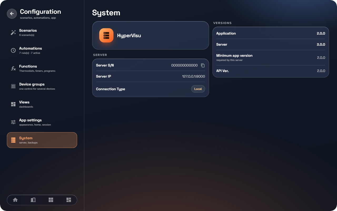 System page — Tablet layout.