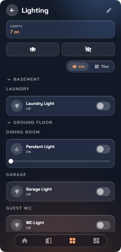 Category page (Lighting) — Phone layout.