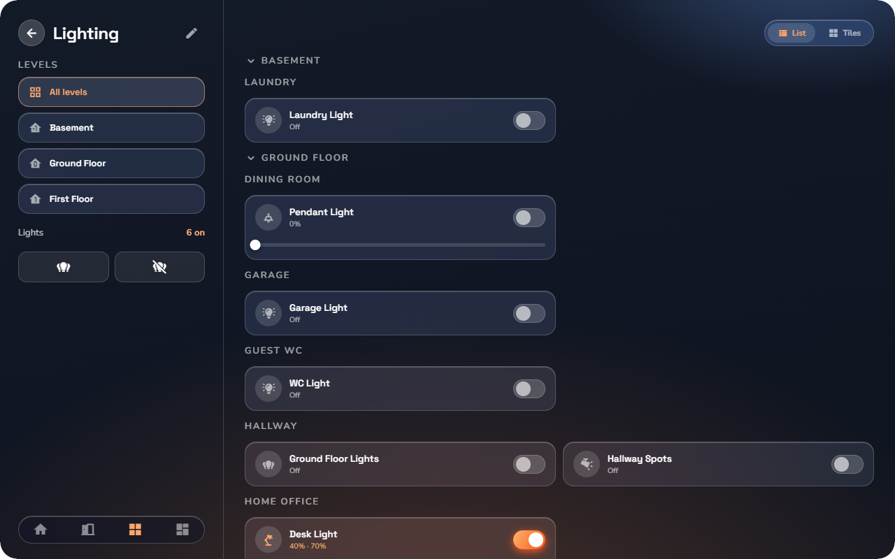 Category page (Lighting) — Tablet layout.