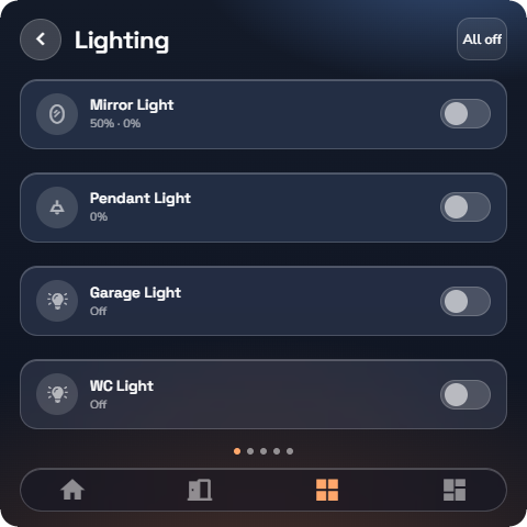 Category page (Lighting) — Wall panel layout.
