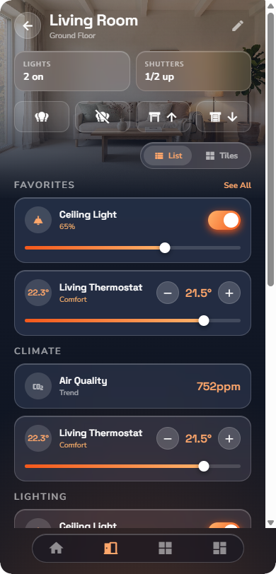 Room page — Phone layout.