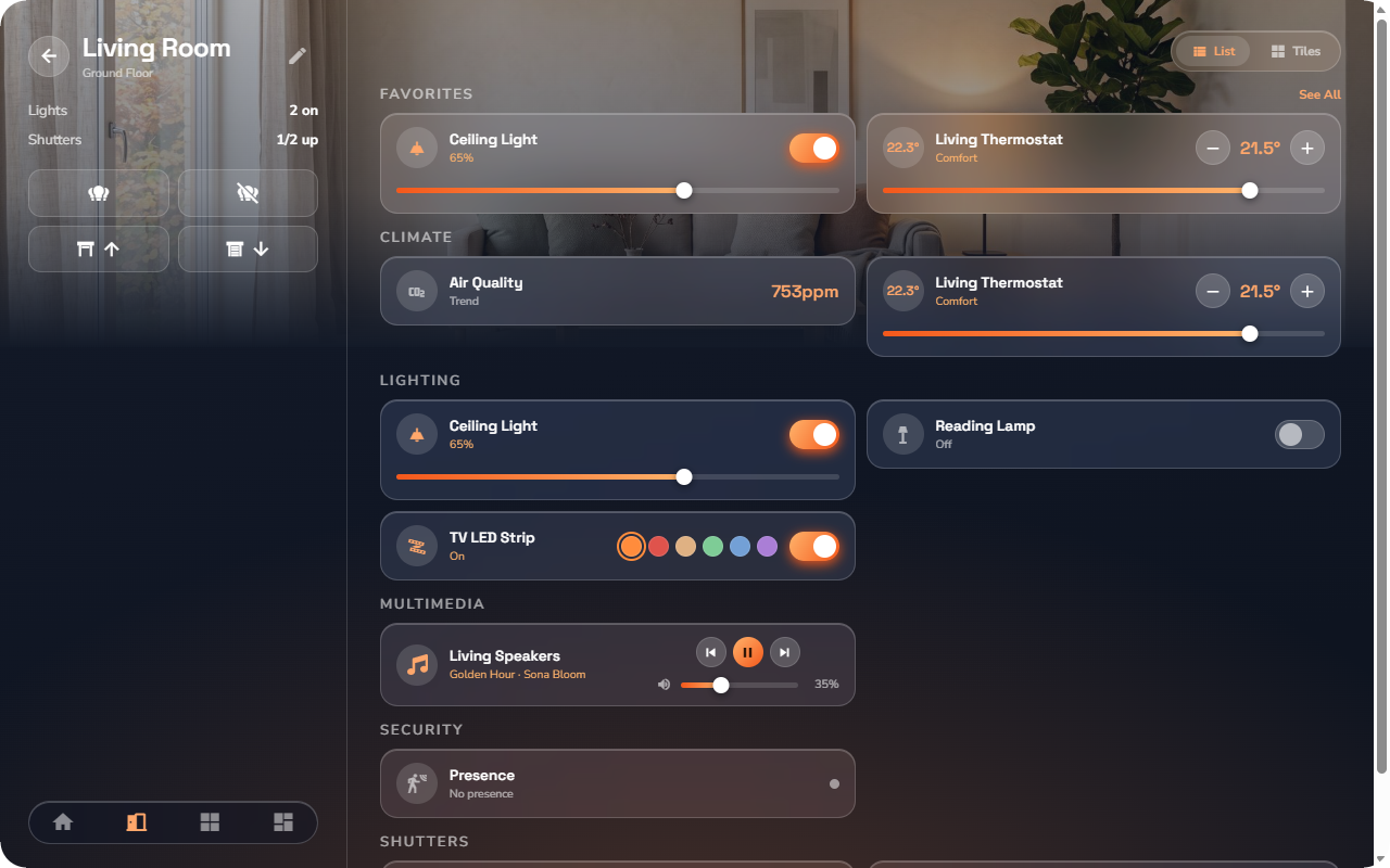 Room page — Tablet layout.