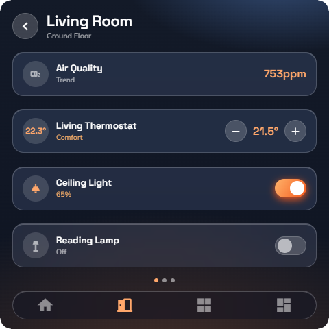 Room page — Wall panel layout.
