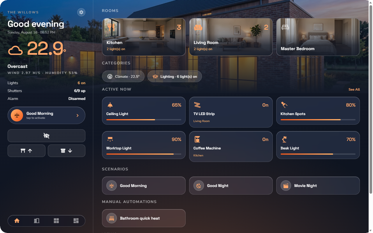 Home screen — Tablet layout.