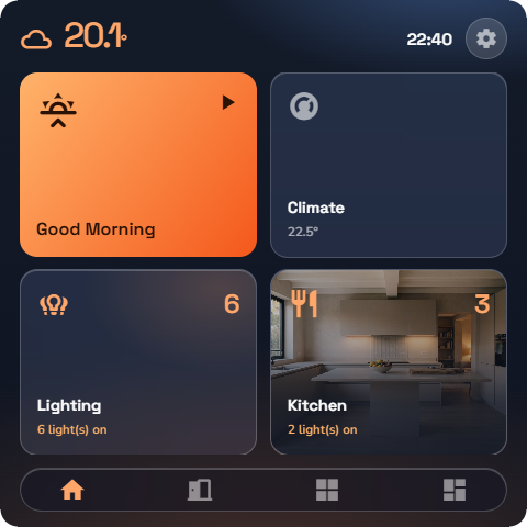 Home screen — Wall panel layout.